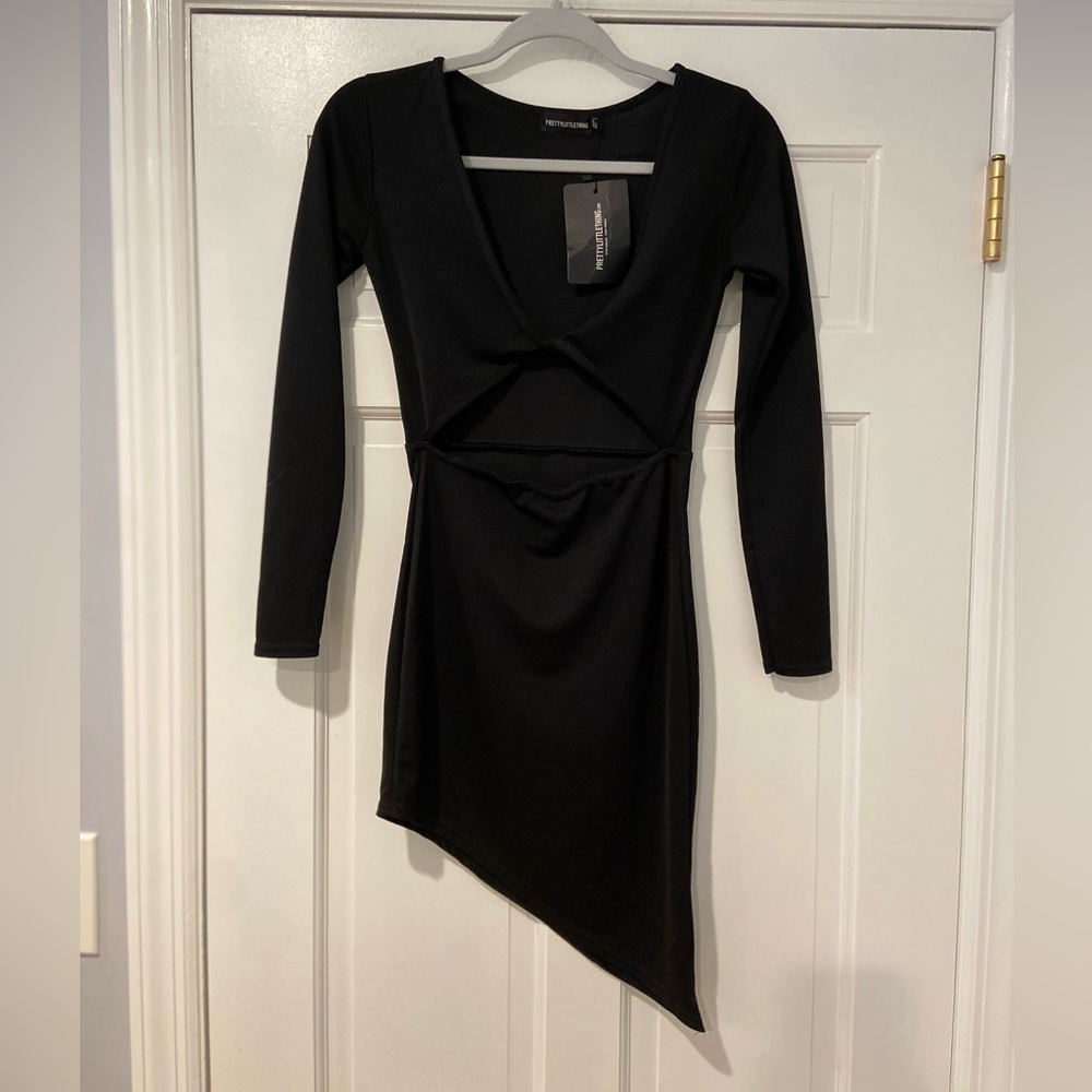 PrettyLittleThing Black Asymmetrical Hem Cutout Dress – NWT – Size 2 (US)